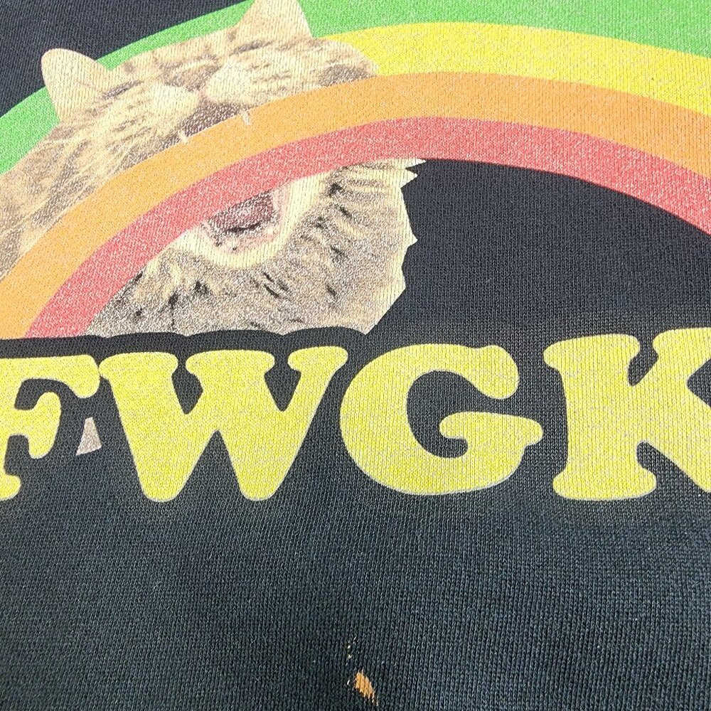 OFWGTKA Odd Future Wolf Gang Cat Rainbow Streetwear Graphic Hoodie Mens Small - Picture 4 of 9